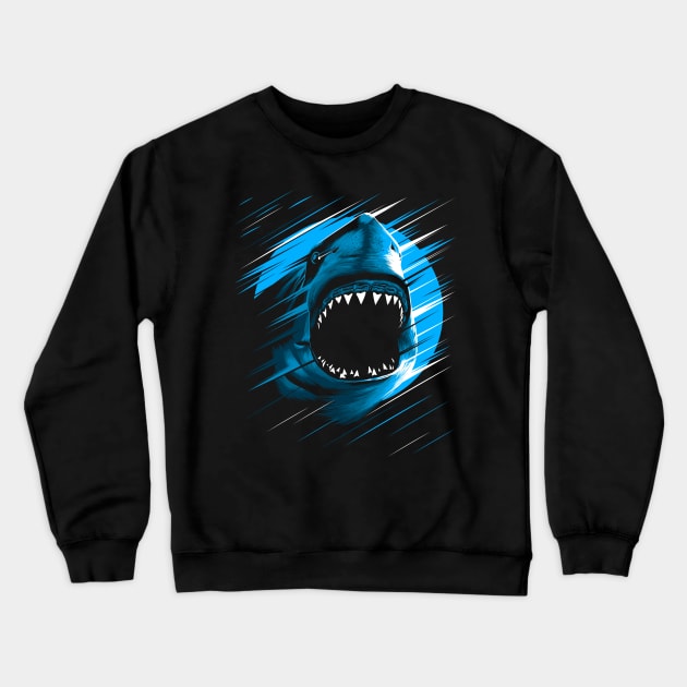 Shark Moon Lines Crewneck Sweatshirt by albertocubatas